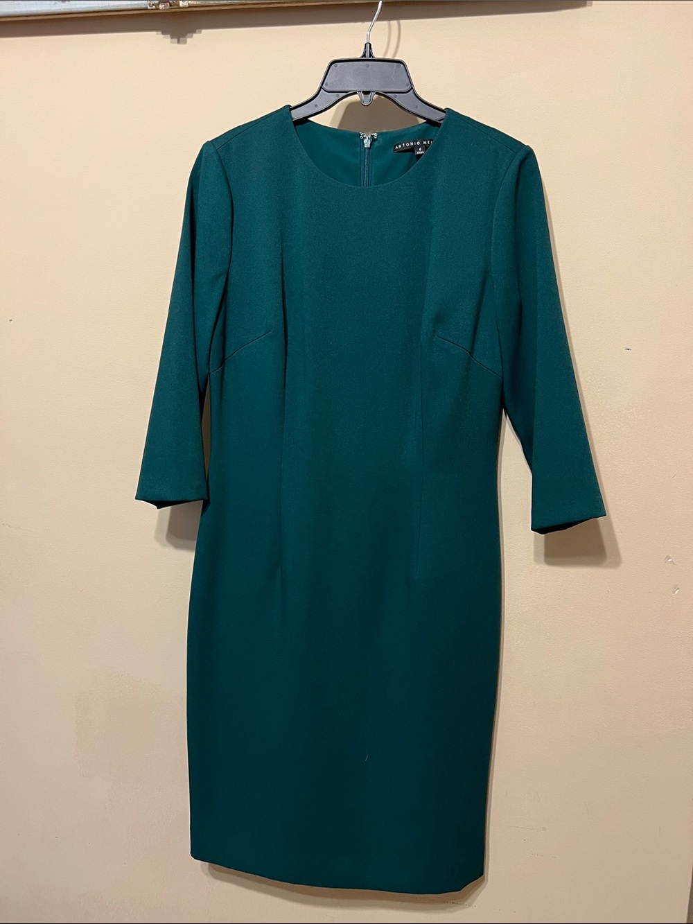 ANTONIO MELANI Teal Green Midi Sheath Dress